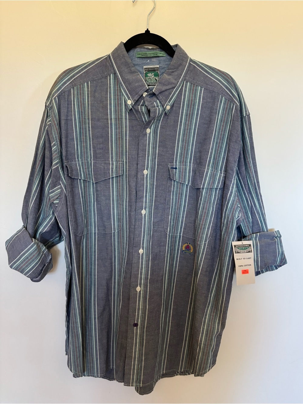 Vintage McIntosh & Seymour World Soccer Rugby Stripe Button Down Shirt L | A11